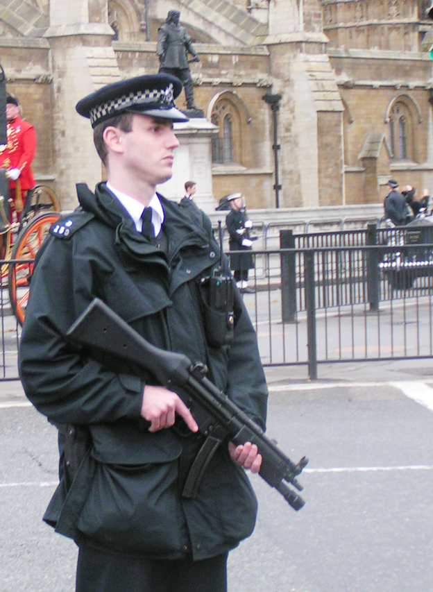 Armed police outside parliament  – now appearing all over London