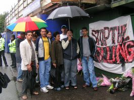 Vigil at Stockwell Tube station by family and local community for the young Brazilian Jean Charles d