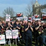 London firefighters demonstrating against cuts earlier this year