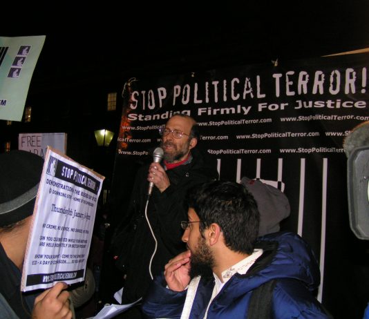 Demonstration on January 20 outside the US embassy in London against Bush and Blair’s ‘war on terror