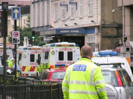 Ambulances queue up outside Aldgate Tube station on July 7 – the Royal Free Hospital treated 61 casu