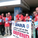 Amicus members from the DARA defence plant in south Wales lobbying to defend 1,000 jobs