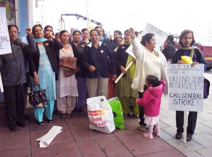 Locked-out Gate Gourmet workers lobbying the TUC Gongress last month demanding action to win their reinstatement