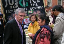 TGWU leader TONY WOODLEY has  to listen as Gate Gourmet workers denounce the sell-out deal negotiated with the company