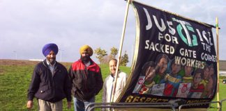 Locked-out Gate Gourmet workers on the picket line sent greetings to the French airport strikers