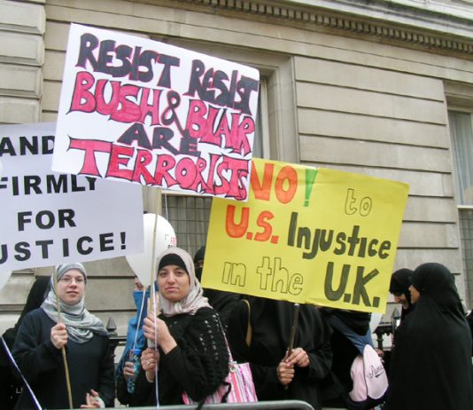 Demonstration in May this year for the release of Babar Ahmad – Home Secretary Charles Clarke has recently ordered his extradition to the US on trumped up terror charges which carry a death sentence