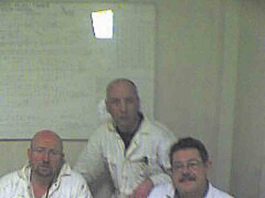 Ships officers on board the Isle of Inishmore (left to right) BIRAN WHITFIELD, JOHN CURRY and GARY JONES