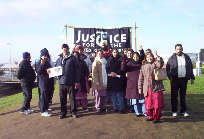 Gate Gourmet workers on the picket line earlier this week and looking forward to their demonstration on Sunday