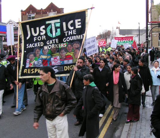 The front of Sunday’s 1,000-strong march through Southall