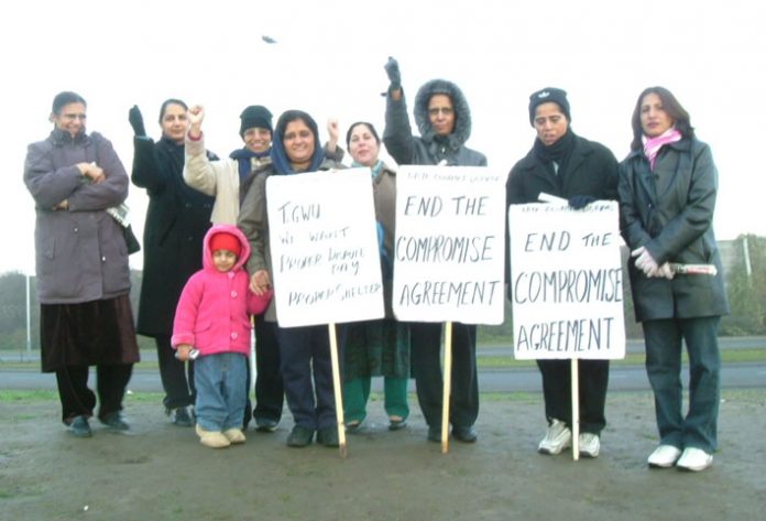 A determined but cold Gate Gourmet picket out at Heathrow yesterday. There is still no shelter or heat on the picket line but undeterred the locked out workers are picketing every day.