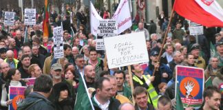 Irish workers demanding ‘Equal Rights for Everyone’ on last Friday’s 100,000-strong march through Dublin