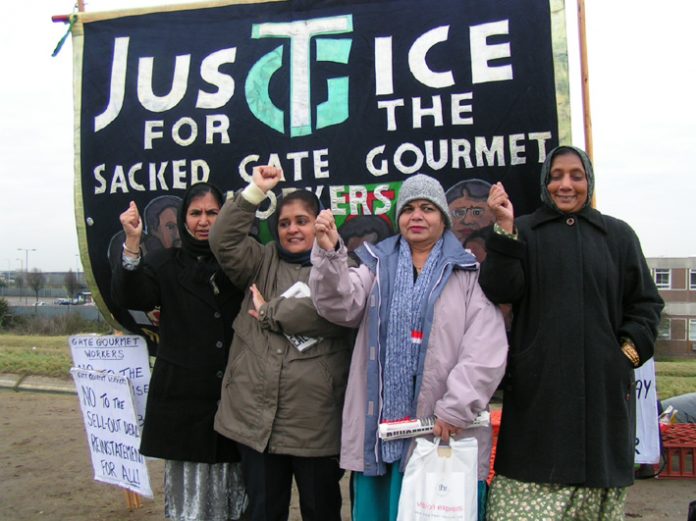 Locked-out Gate Gourmet workers on the picket line at Heathrow last week determined to win their fight for reinstatement