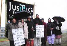 Gate Gourmet locked-out workers on the picket line yesterday