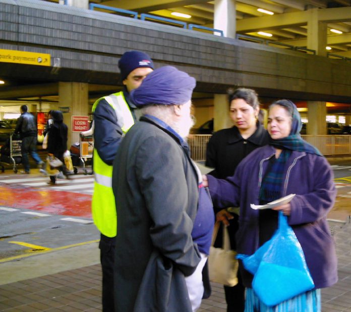 Gate Gourmet locked-out workers campaigning at Heathrow for their conference to fight for their reinstatement