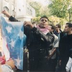 Youth in London burning the US flag in October 2001 after the war on Afghanistan began