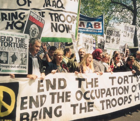 London demonstration in May 2004 calling for an end to the occupation of Iraq
