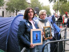 Mothers of British troops killed in Iraq, ROSE GENTLE and SUE SMITH holding a  vigil outside Downing Street last October
