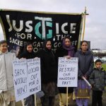 Gate Gourmet locked-out workers on the picket line yesterday