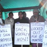 Gate Gourmet locked out workers in good spirits despite the bitter cold on the picket line at Heathrow yesterday