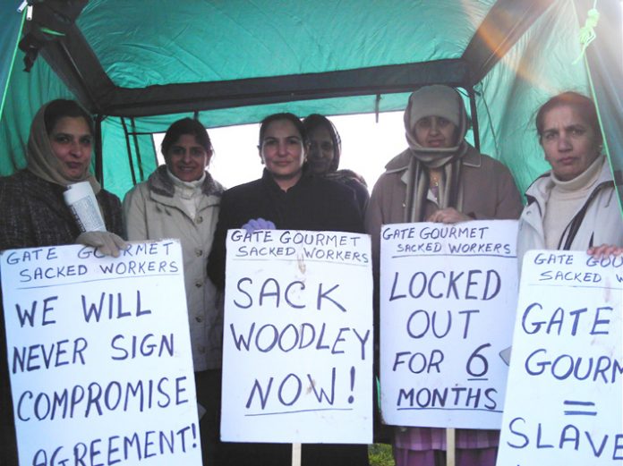 Gate Gourmet locked out workers in good spirits despite the bitter cold on the picket line at Heathrow yesterday