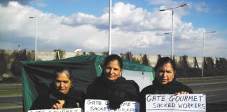 Gate Gourmet locked-out workers on the picket line yesterday