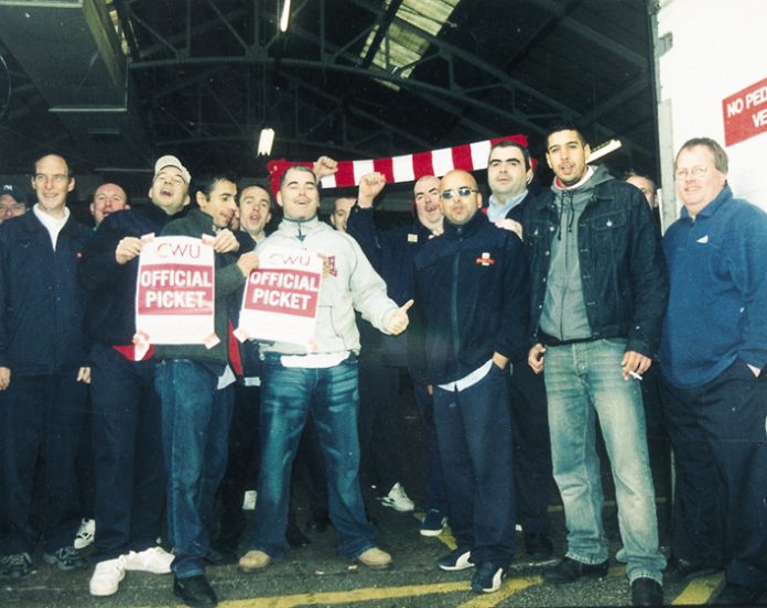Striking Hammersmith postal workers on the picket line during their London Weighting dispute