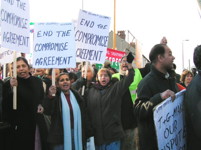 Gate Gourmet locked-out workers on their successful 1000-strong march through Southall last December 4