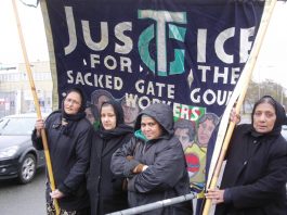 Gate Gourmet locked-out workers picketing outside the Gate Gourmet plant at Heathrow last Friday