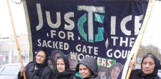 Gate Gourmet locked-out workers picketing outside the Gate Gourmet plant at Heathrow last Friday