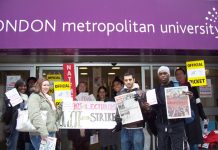 Students joined lecturers’ picket line during their strike action earlier this month