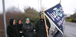 Gate Gourmet locked-out workers picketing the factory