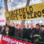 Herts FBU members lobbying the Downing Street reception on March 1 hosted by Blair to honour firefighters involved in the Buncefield oil depot fire – nine fire stations among the first to repond to the Buncefied fire are now  threatened with closure