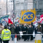 PCS  banners on last Saturday’s march to mark the third anniversary of the war on Iraq