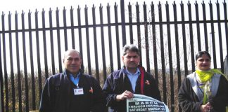 Gate Gourmet locked-out workers winning support for their demonstration at Greenford Royal Mail sorting office yester