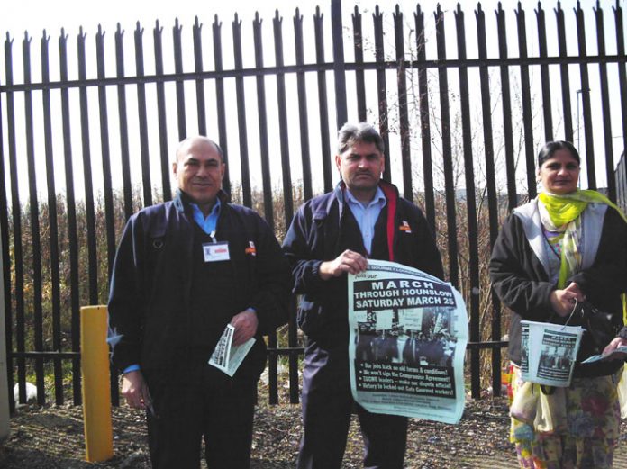 Gate Gourmet locked-out workers winning support for their demonstration at Greenford Royal Mail sorting office yester