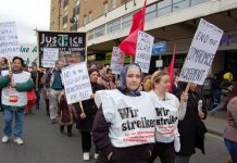 Gate Gourmet strikers from Dusseldorf and Gate Gourmet locked-out workers from Heathrow marching through Hounslow on Saturday