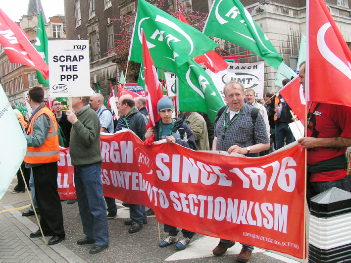 ‘Rail Against Privatisation’ demonstration on April 30 last year condemns the Public-Private Partnership of the Underground network