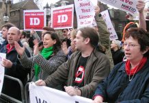 Demonstrators against Identity Cards outside parliament on February 13th this year