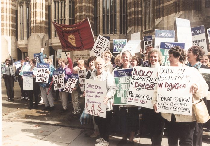 Dudley Hospital workers lobbying the Department of Health against the PFI privatisation of their hospital