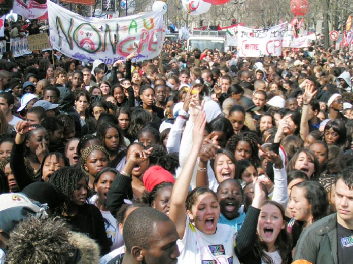 French youth at he head of the one miilion-strong march against the CPE in Paris on April 4 – after the withdrawal of the CPE yesterday French youth are now determined to take the struggle forward to a socialist society