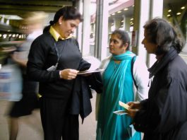 Gate Gourmet locked-out workers campaigning at Heathrow Airport yesterday