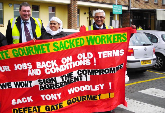 Gate Gourmet sacked workers receive full support from paul Brown, T&G convenor  and Jagi Vadgama, Chairman of Fulwell bus garage