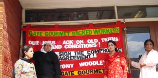 Gate Gourmet sacked workers outside Hillingdon TGWU office on Friday insisting that their dispute is still on and that they need their hardship pay