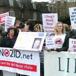 Protest against ID cards outside the House of Commons _ one of the police state measures that Clarke was pushing through