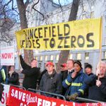 Herts firefighters lobbying Downing Street  during a boycott of a Number 10 reception for ‘Buncefied heroes’