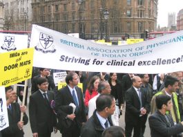 British Association of Physicians of Indian origin (BAPIO) at last month’s lobby of Downing Street