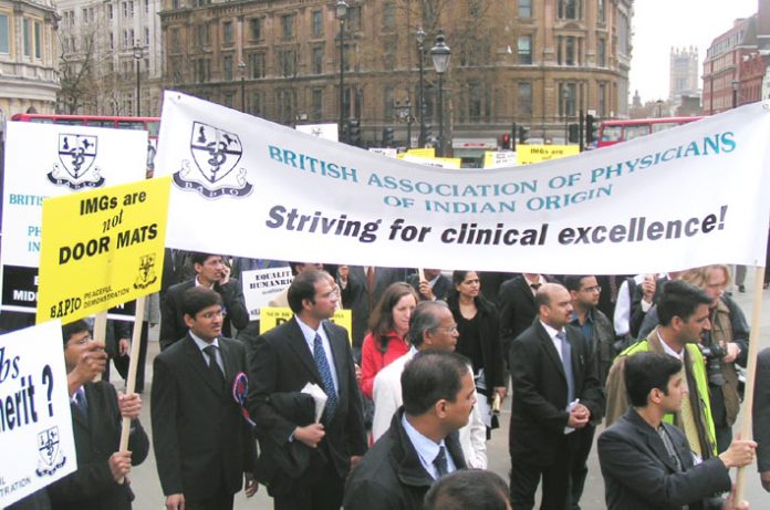 British Association of Physicians of Indian origin (BAPIO) at last month’s lobby of Downing Street