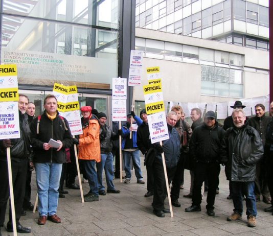 Solid support for the national strike action on March 7 by lecturers at the London College of Communication