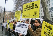 Indian NHS doctors demonstrating against the Labour Government’s policy that is taking away their jobs