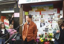 Jean Charles de Menezes’ cousin ALEX PEREIRA addressing a meeting outside Stockwell Tube six months after the murder of Jean  by a police shoot-to-kill squad on July 22 2005